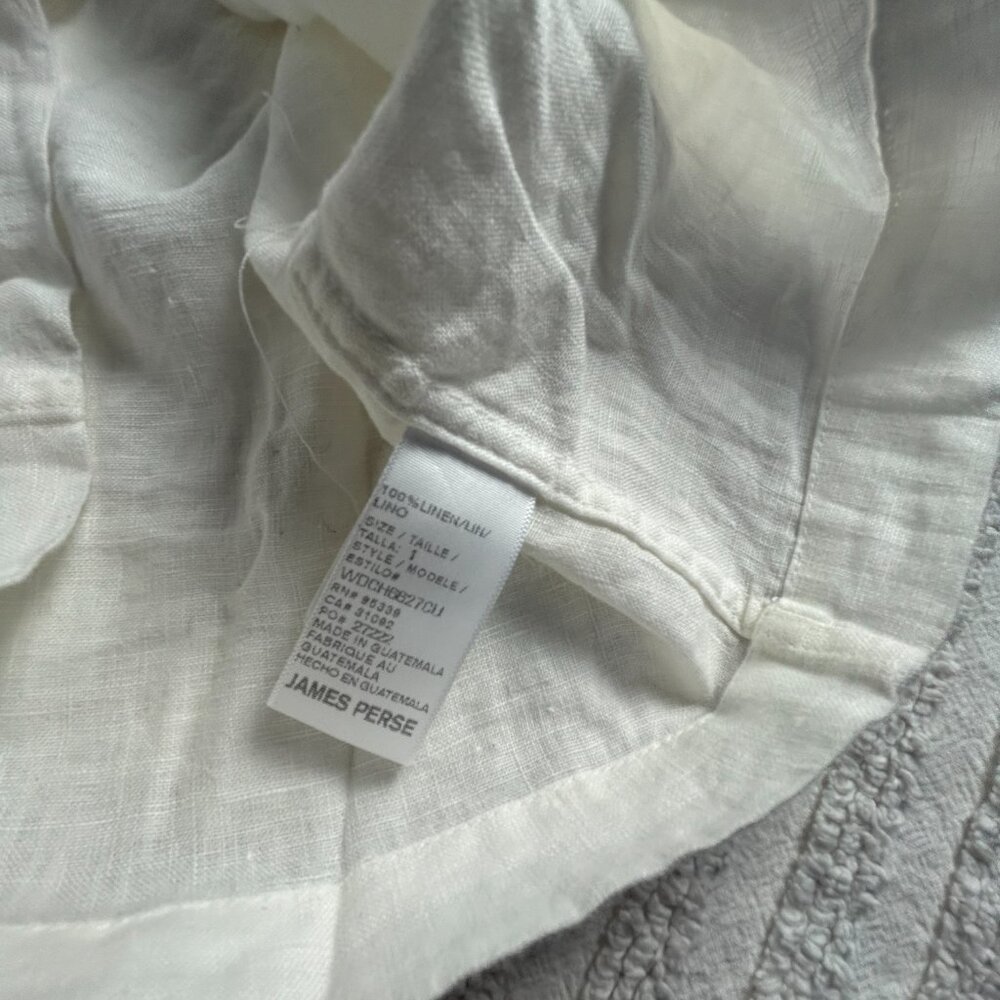 James Perse Standard Drawstring Waist Linen Shift Dress Size 1 White New $205 — image 4 of 8